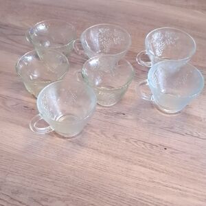 Set of 7 Vintage KIG Indonesia Frosted cups